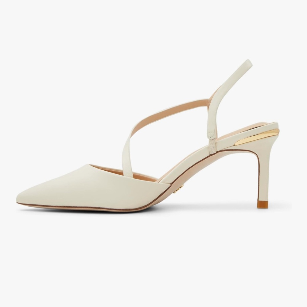 Ted Baker London Pia Leather Slingback Stiletto Pumps Ivory White 8 NEW